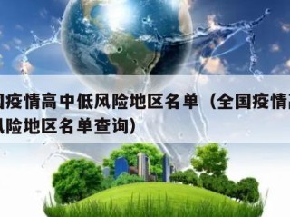 全国疫情高中低风险地区名单（全国疫情高中低风险地区名单查询）
